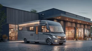 Wohnmobil wird in einem Pfandleihhaus als Sicherheit bewertet und belehnt, diskrete und seriöse Finanzdienstleistung im Premium-Segment.